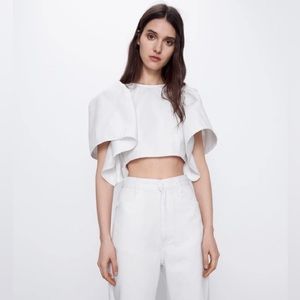 NWT Zara White Denim Top